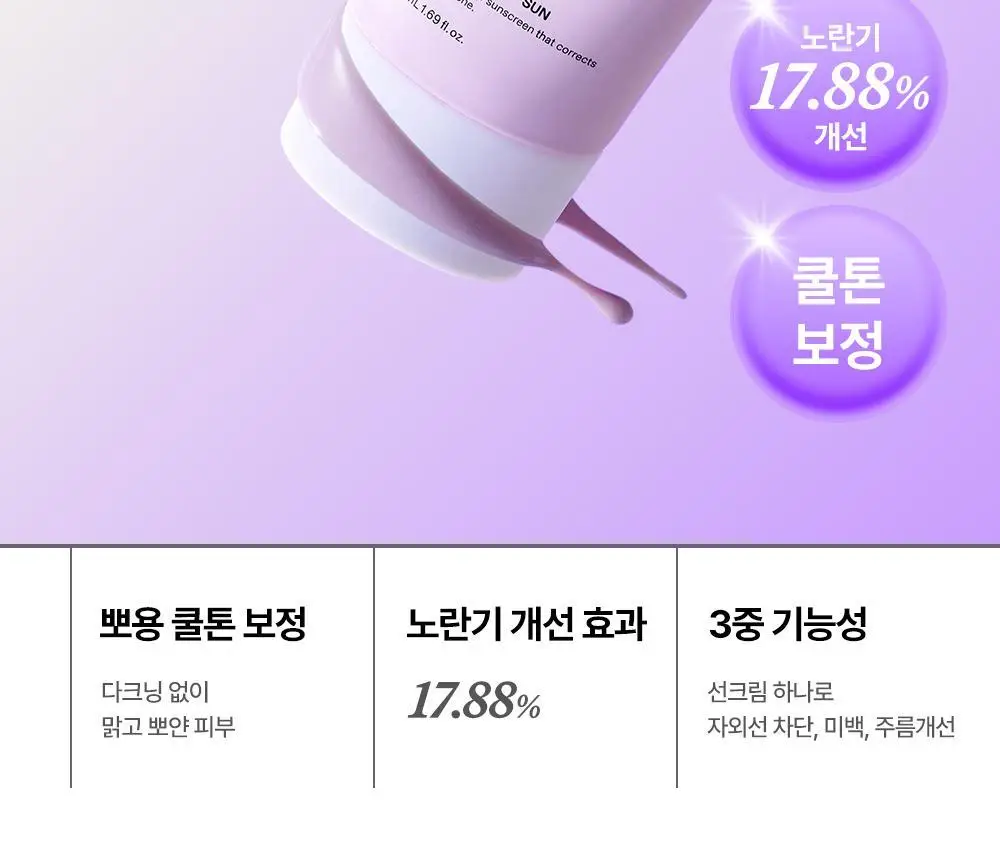 [NEW/쿨톤보정] 듀이트리 어반 쉐이드 퍼플 톤업 선 50ml 더블 기획 상세페이지 3